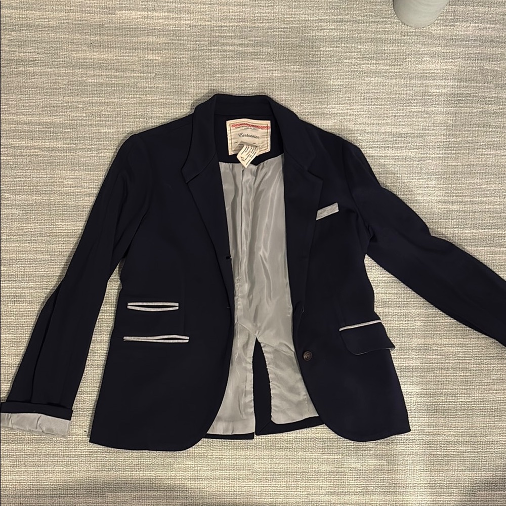 Anthropologie Women's Navy Sweatshirt Blazer (4)
